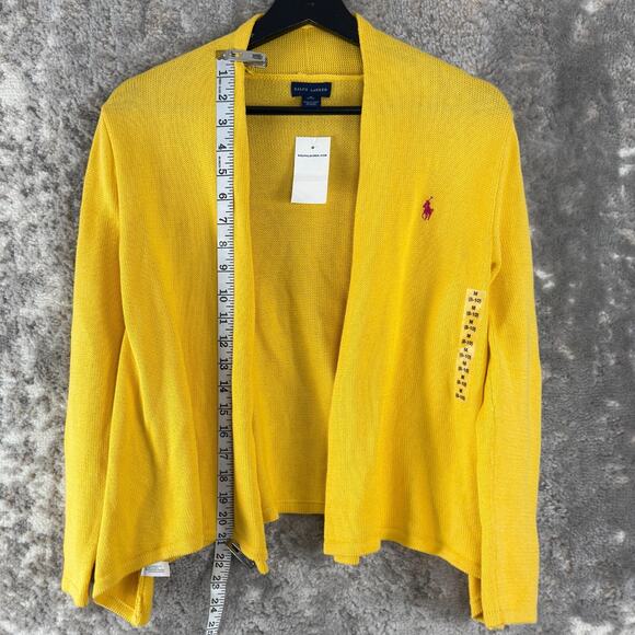 NEW Ralph Lauren Size M 8-10 Pima Cotton Open Front Cardigan Sweater Yellow NWT - Picture 2 of 9